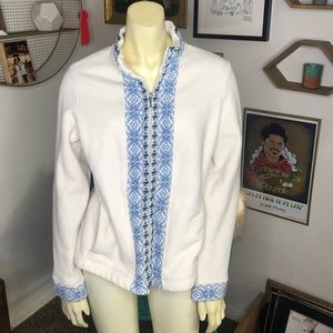 L.L. Bean fleece zip up w/floral print